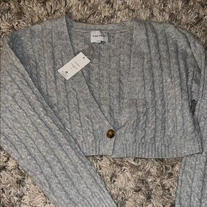 Pink Rose Women's Gray Cable Knit Sweater